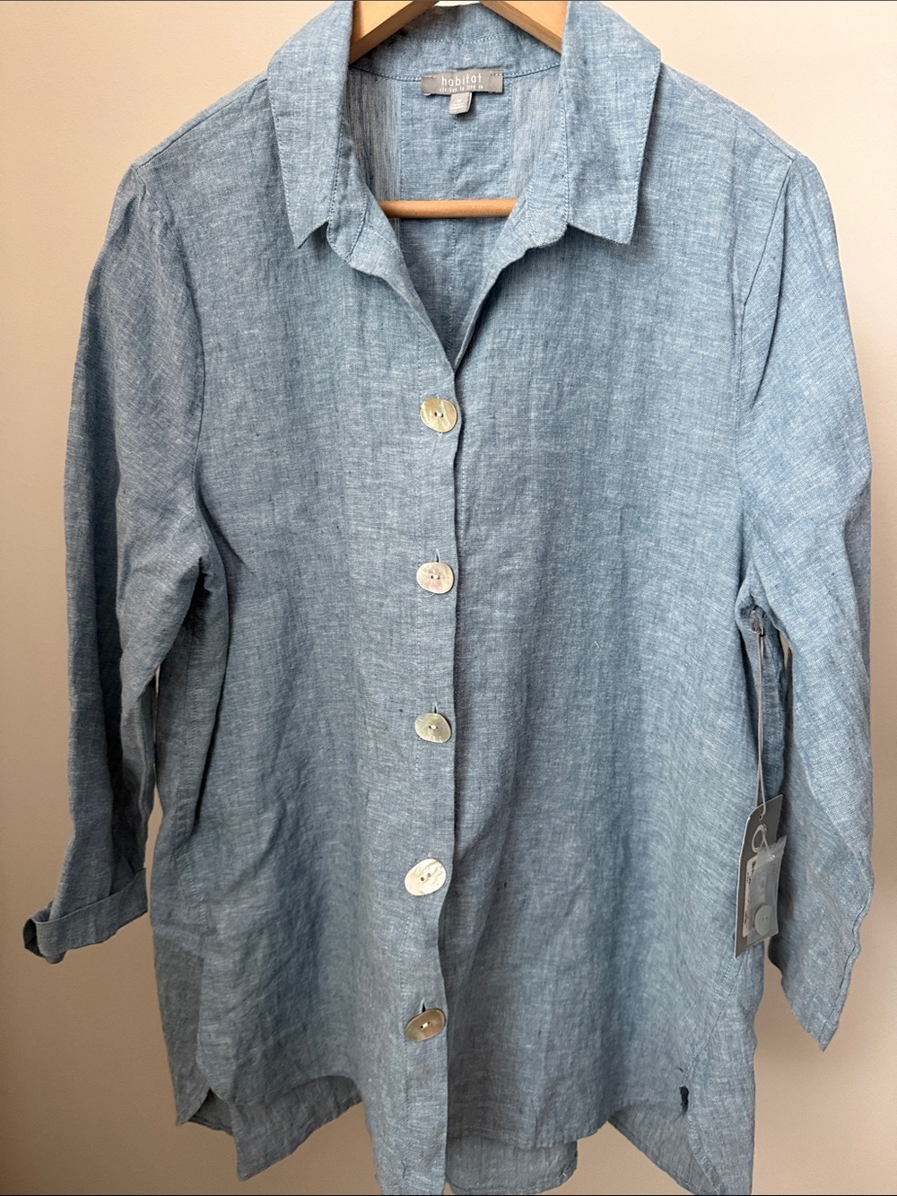 Habitat Baja Weave Montecito Linen Shirt Size M NWT